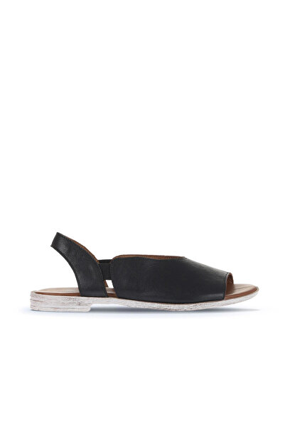 Bueno Shoes Sandale plate de damă din piele neagră 01wa3007