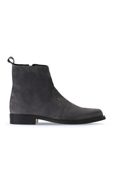 Bueno Shoes Cizme plate de damă din piele intoarsa gri