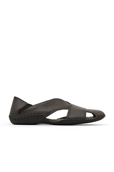 Bueno Shoes صندل رجالي مسطح من الجلد الكاكي فلوتر 34ms101