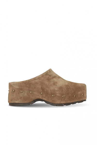 BUENO Pantofi de damă din piele intoarsa bej cu toc 39wt4450