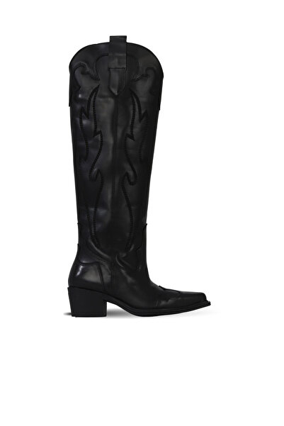 Bueno Shoes Black Leather Women's Heeled Boots 39Wc9404