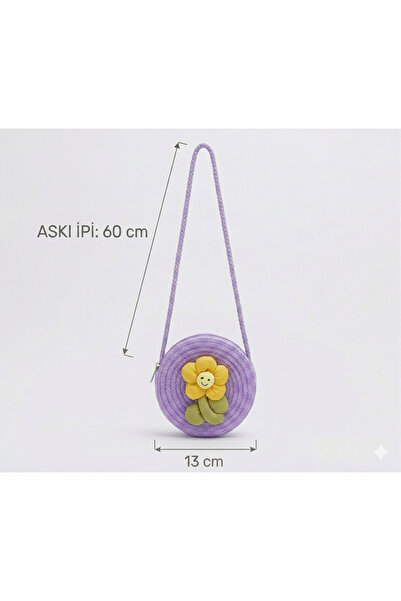 HİMENİSA Hasır Kız Çocuk Çantası 13 cm Ebatında Askı boyu ayarlanır