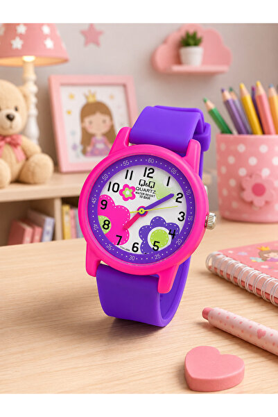 Q&Q 10 Atm Waterproof Girls' Wristwatch with Silicone Strap
