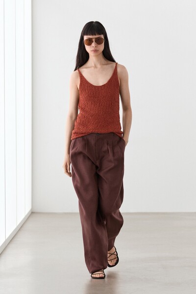 Massimo Dutti Keten pilili wide fit pantolon
