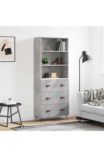 Concept Dulap înalt, gri beton, 69,5x34x180, lemn compozit