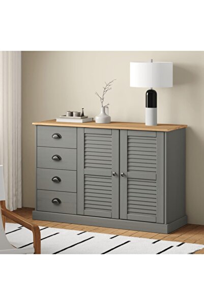 Concept Servantă cu sertare VIGO, gri, 113x40x75 cm, lemn masiv de pin