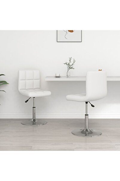 Concept Scaune de bucătărie, 2 buc., alb, piele ecologică