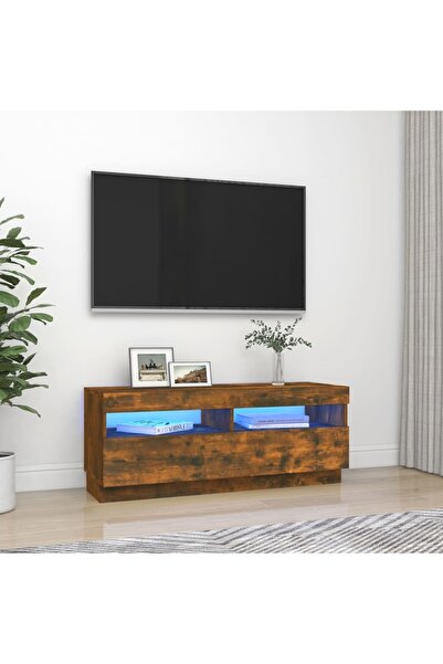 Concept Comodă TV cu lumini LED, stejar fumuriu, 100x35x40 cm