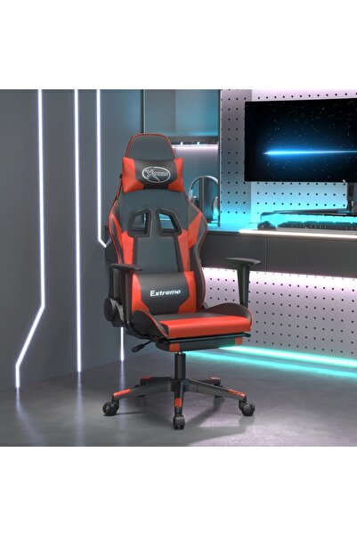 Concept Scaun de gaming cu masaj/suport picioare, negru/roșu, piele