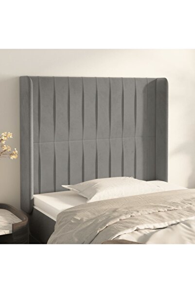 Concept Tăblie de pat cu aripioare gri deschis 93x16x118/128 cm catifea