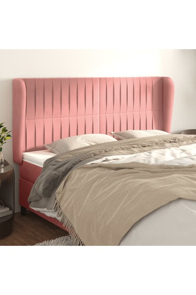 Concept Tăblie de pat cu aripioare, roz, 203x23x118/128 cm, catifea