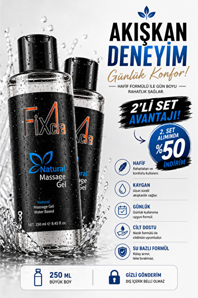FixCla Doğal Kayganlaştırıcı Jel 250 ml x 2 – Su Bazlı, Parfümsüz, Anal Uyuml...