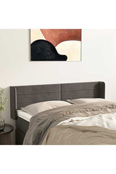 Concept Tăblie de pat cu aripioare gri închis 147x16x78/88 cm catifea