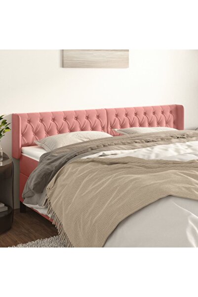 Concept Tăblie de pat cu aripioare roz 203x16x78/88 cm catifea