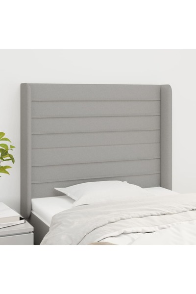 Concept Tăblie de pat cu aripioare gri deschis 83x16x118/128 cm textil