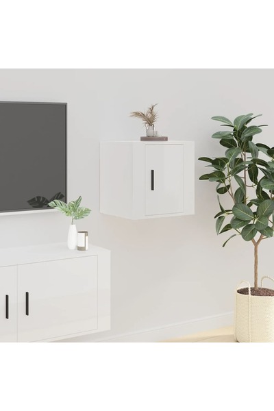 Concept Dulap TV montat pe perete, alb extralucios, 40x34,5x40 cm