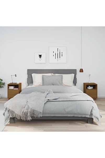 Concept Noptiere, 2 buc, maro miere, 40x34x55 cm, lemn masiv de pin