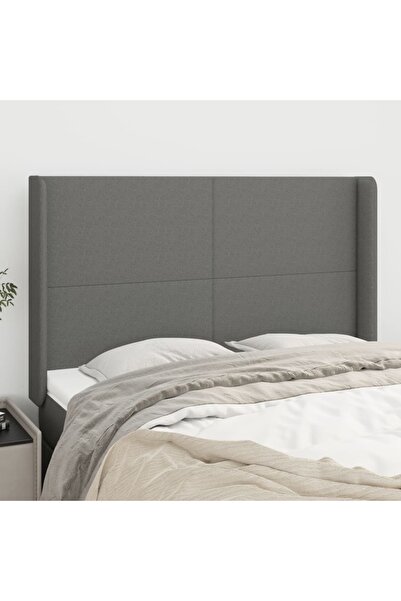 Concept Tăblie de pat cu aripioare gri închis 147x16x118/128 cm textil