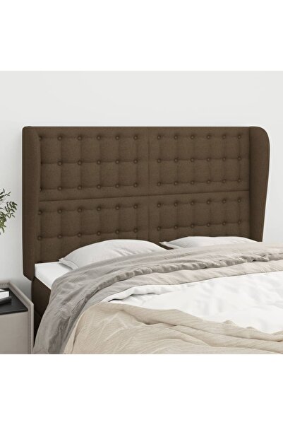 Concept Tăblie de pat cu aripioare maro închis 147x23x118/128 cm textil