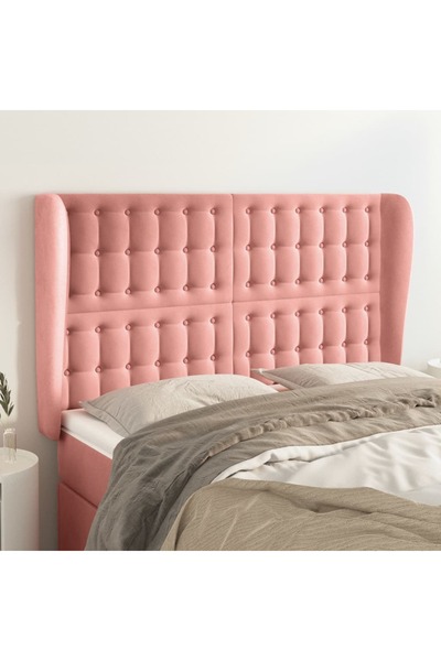 Concept Tăblie de pat cu aripioare, roz, 147x23x118/128 cm, catifea