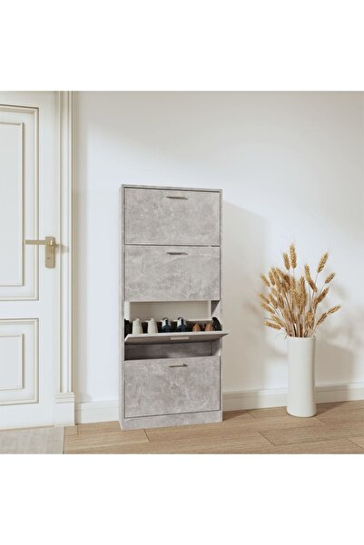 Concept Pantofar, gri beton, 59x17x150 cm, lemn compozit