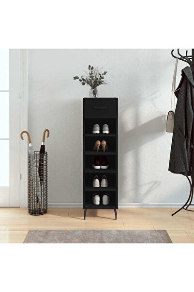 Concept Pantofar, negru, 30x35x105 cm, lemn compozit