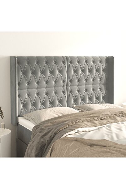 Concept Tăblie de pat cu aripioare gri deschis 163x16x118/128cm catifea