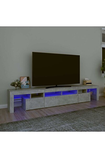 Concept Comodă TV cu lumini LED, gri beton, 230x36,5x40cm