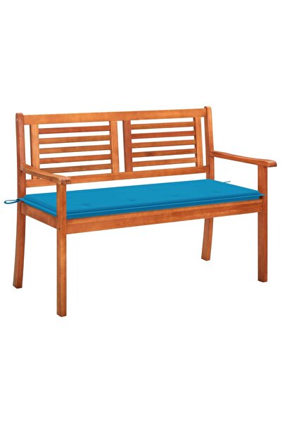 Concept Bancă grădină 2 locuri, cu pernă, 120 cm, lemn masiv eucalipt