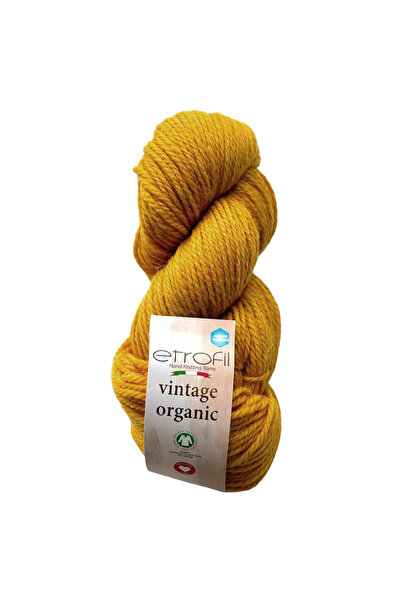 Etrofil Fir de tricotat organic vintage Galben muștar 100% Lână 100g 120m (72...