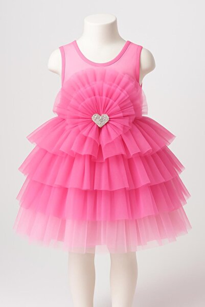 Miss Hely Girls Kids فستان سهرة للفتيات موديل 2922 بتفاصيل قلب حجري من التول ...