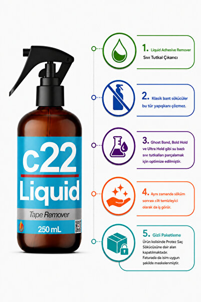 Dolar Kimya c22 LIQUID - 250 mL Su Bazlı Sıvı Yapıştırıcı Sökücü (Protez Saç ...