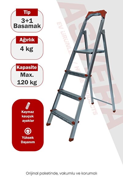 ASVERA Yakut Serisi - 3+1 Basamaklı Galvanizli Profil Merdiven - Ev - Bahçe -...
