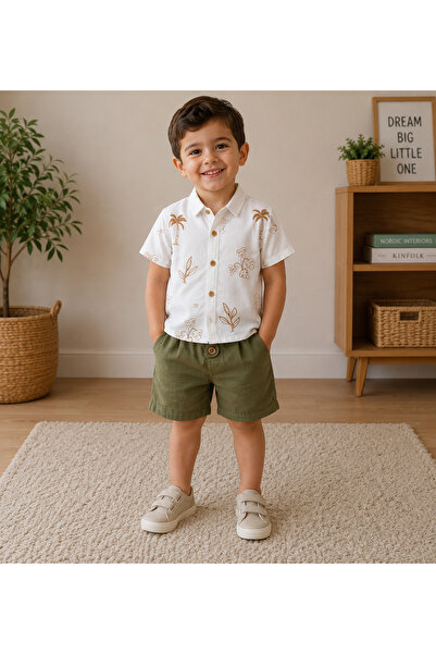 Melodikids Boys' T-Shirt-Shirt-Shorts 3-Piece Set