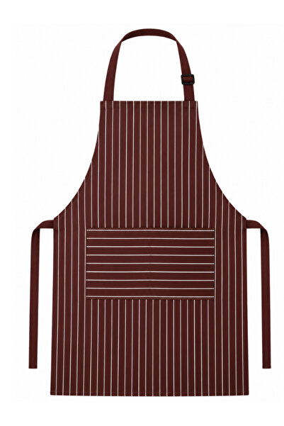 OEM Premium textile kitchen apron with Striped, Brown with white - 60 x 80 cm