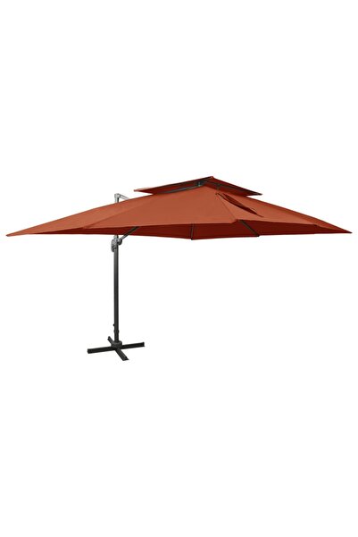 Concept Umbrelă suspendată cu acoperiș dublu, cărămiziu, 400x300 cm