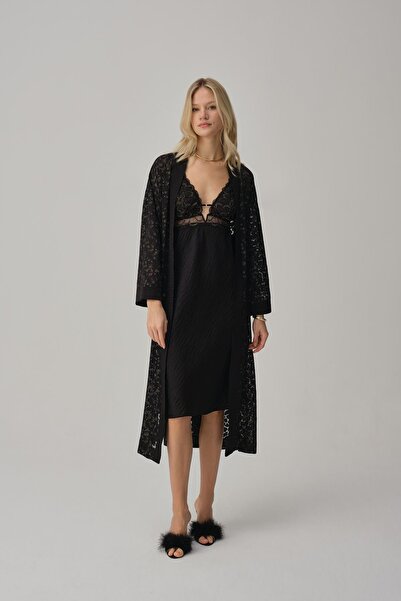 Pierre Cardin Vegan İpek Saten Altılı Gelin Çeyiz Takımı - LX.25261 Black