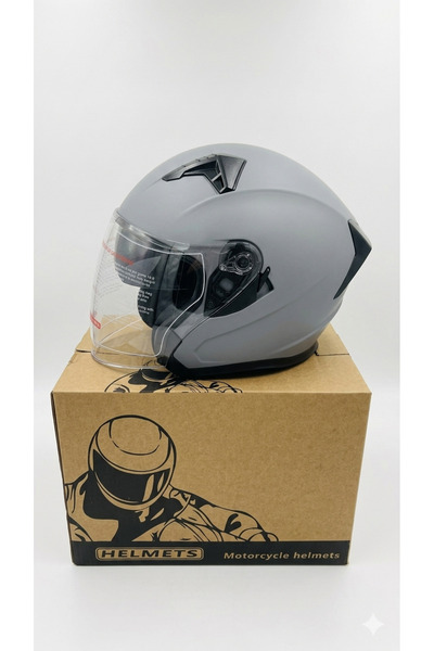 Hobbys JK-910 Güneş Vizörlü Camlı CE Belgeli Lüks Kask GRİ