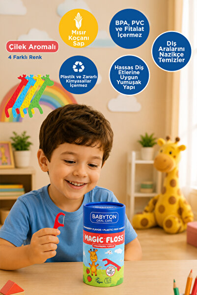 BABYTON Magic Floss Çocuklara Özel Hassas Diş İpi 30 Adet