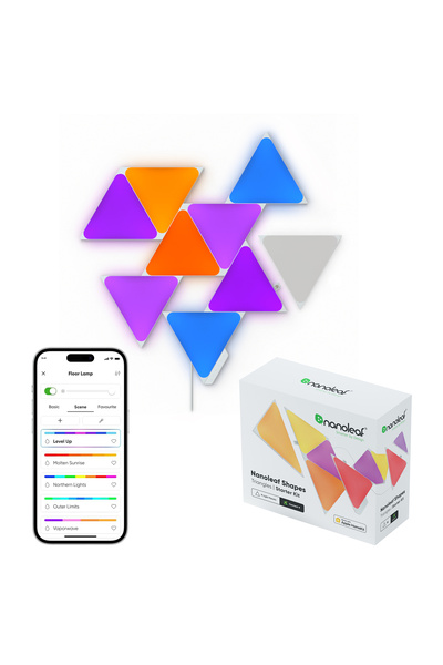 Nanoleaf Üçgen Akıllı RGBW Duvar Paneli Başlangıç Paketi App Kontrollü, 9 Par...