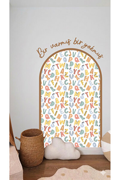 Sosyotab Çocuk Bebek Odası Duvar Sticker Seti | Bir Varmış Yazısı + Çerçeve |...