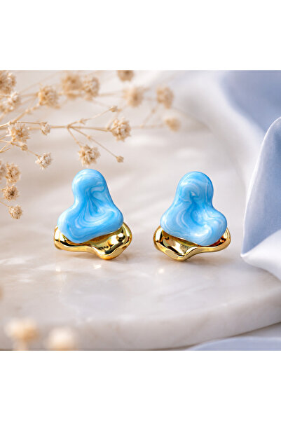 Sylvera Shop أقراط على شكل قلب أزرق ناعم