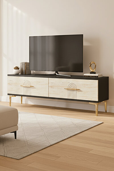 cnyr TSA1215AT - İDATV120 TV STAND, TV SEHPASI ANTRASİT - TRAVERTEN 120CM