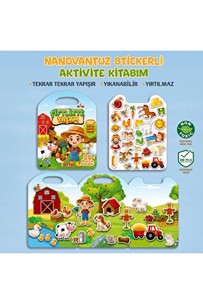 Diytoy Nano Vantuzlu Bitmeyen Sticker Seti - Yıkanabilir, Yırtılmaz Eğitici T...