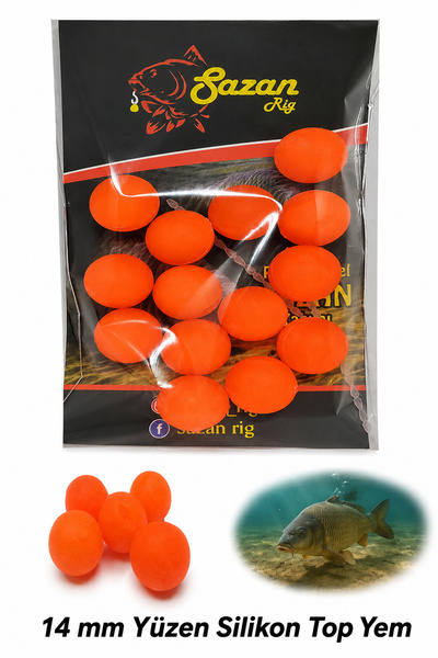 sr sazanrig 14 Mm Yüzen Silikon Kırmızı Top (14 Adet)