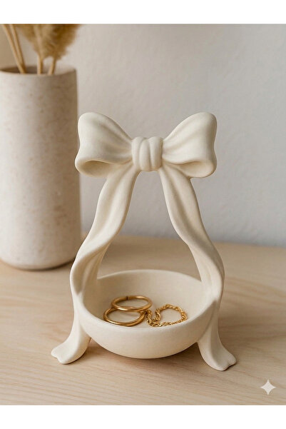YILDIZ Decorative Jewelry Stand & Candle Holder with Bow Design – Minimal Aes...