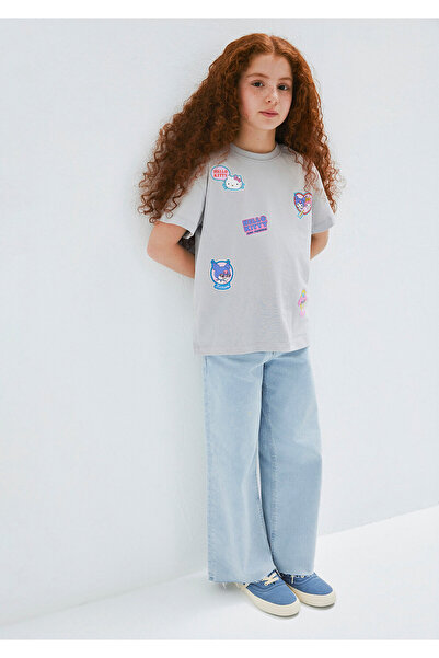 Mavi Tricou gri cu imprimeu Hello Kitty, croială lejeră / croială amplă și co...