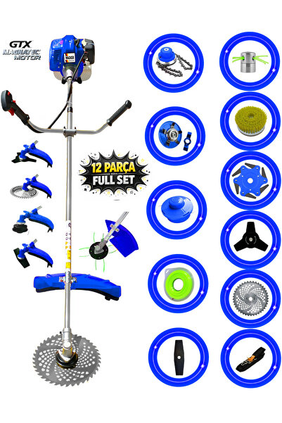 Wacker Pro Alman WR-591 FULL Set 8 İn 1 Yan Tipi Benzinli Motorlu Ot Çalı Tır...