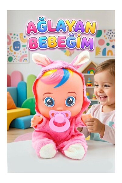 Tıfıl Toys Pembe Kostümlü Ağlayan Ve Konuşan Et Bebek Emzikli ve Biberonlu İn...