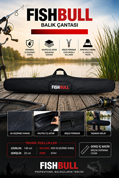 Outdoorun Fıshbull 3 Gözlü 120 cm Kamış ve Olta Taşıma El Çantası